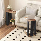 Costway Lot de 2 tables d'appoint en C à 2 niveaux avec roulettes universelles et étagère pour petits espaces