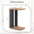 Costway Lot de 2 tables d'appoint en C à 2 niveaux avec roulettes universelles et étagère pour petits espaces