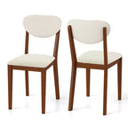 Lot de 4 chaises de salle à manger Costway en fausse fourrure avec pieds en bois d'hévéa, assise et dossier rembourrés