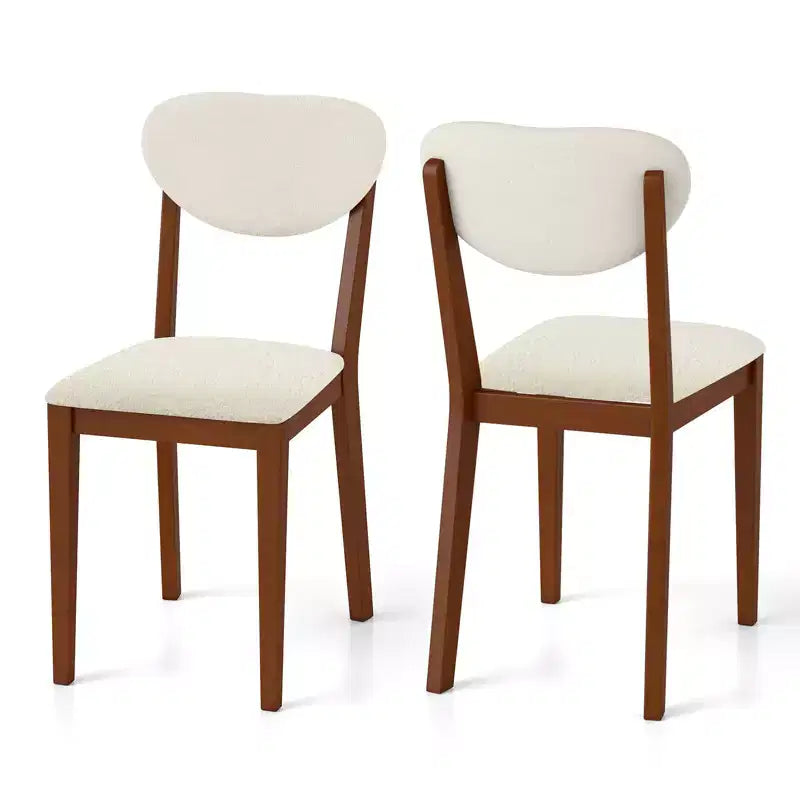 Lot de 4 chaises de salle à manger Costway en fausse fourrure avec pieds en bois d'hévéa, assise et dossier rembourrés