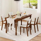 Lot de 4 chaises de salle à manger Costway en fausse fourrure avec pieds en bois d'hévéa, assise et dossier rembourrés