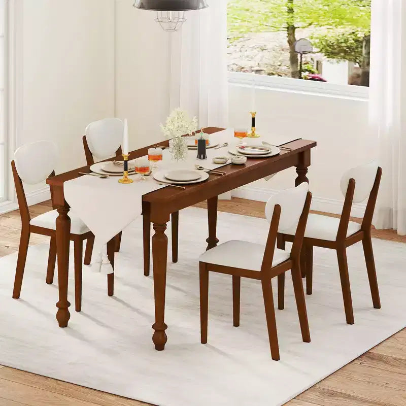 Lot de 4 chaises de salle à manger Costway en fausse fourrure avec pieds en bois d'hévéa, assise et dossier rembourrés