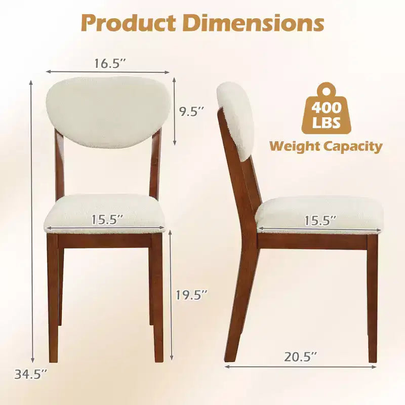 Lot de 4 chaises de salle à manger Costway en fausse fourrure avec pieds en bois d'hévéa, assise et dossier rembourrés