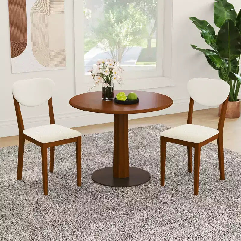Lot de 4 chaises de salle à manger Costway en fausse fourrure avec pieds en bois d'hévéa, assise et dossier rembourrés