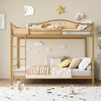 Twin Over Twin Metal Bunk Bed, 400LB Heavy Duty with Safety Guardrail, Space Saving Design, No Box Spring Needed, Easy Assembly Quiet Kids Bed