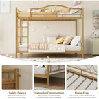 Twin Over Twin Metal Bunk Bed, 400LB Heavy Duty with Safety Guardrail, Space Saving Design, No Box Spring Needed, Easy Assembly Quiet Kids Bed