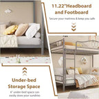 Twin Over Twin Metal Bunk Bed, 400LB Heavy Duty with Safety Guardrail, Space Saving Design, No Box Spring Needed, Easy Assembly Quiet Kids Bed