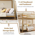 Twin Over Twin Metal Bunk Bed, 400LB Heavy Duty with Safety Guardrail, Space Saving Design, No Box Spring Needed, Easy Assembly Quiet Kids Bed