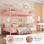 Twin Over Twin Metal Bunk Bed, 400LB Heavy Duty with Safety Guardrail, Space Saving Design, No Box Spring Needed, Easy Assembly Quiet Kids Bed