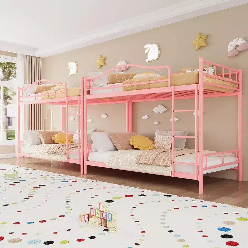 Twin Over Twin Metal Bunk Bed, 400LB Heavy Duty with Safety Guardrail, Space Saving Design, No Box Spring Needed, Easy Assembly Quiet Kids Bed
