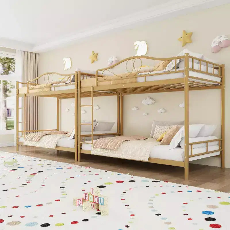 Twin Over Twin Metal Bunk Bed, 400LB Heavy Duty with Safety Guardrail, Space Saving Design, No Box Spring Needed, Easy Assembly Quiet Kids Bed