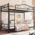Twin Over Twin Metal Bunk Bed, 400LB Heavy Duty with Safety Guardrail, Space Saving Design, No Box Spring Needed, Easy Assembly Quiet Kids Bed