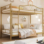 Twin Over Twin Metal Bunk Bed, 400LB Heavy Duty with Safety Guardrail, Space Saving Design, No Box Spring Needed, Easy Assembly Quiet Kids Bed
