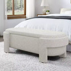Linen Upholstered Storage Bench with Large Hidden Compartment, Comfortable Foam Cushion Seat for Bedroom, Living Room