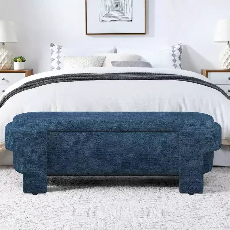 Linen Upholstered Storage Bench with Large Hidden Compartment, Comfortable Foam Cushion Seat for Bedroom, Living Room