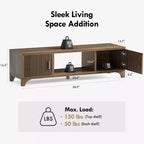 SUGIFT Mid Century Modern TV Stand for 5565 Inch TVs  Boho Media Console with Fluted Doors, Storage Cabinets & Open Shelf