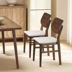 Costway Dining Chairs Set of 2 w/ Rubber Wood Frame Padded Seat Curved Back Living Room