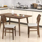 Costway Dining Chairs Set of 2 w/ Rubber Wood Frame Padded Seat Curved Back Living Room