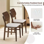 Costway Dining Chairs Set of 2 w/ Rubber Wood Frame Padded Seat Curved Back Living Room