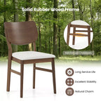 Costway Dining Chairs Set of 2 w/ Rubber Wood Frame Padded Seat Curved Back Living Room