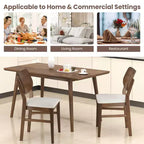 Costway Dining Chairs Set of 2 w/ Rubber Wood Frame Padded Seat Curved Back Living Room