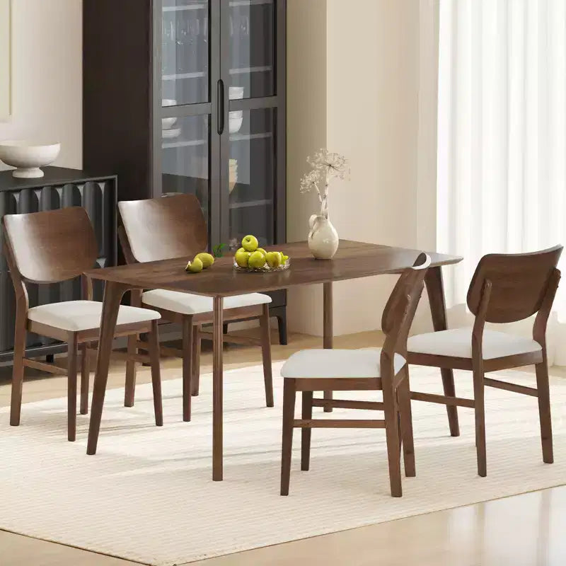 Costway Dining Chairs Set of 2 w/ Rubber Wood Frame Padded Seat Curved Back Living Room