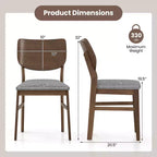 Costway Dining Chairs Set of 2 w/ Rubber Wood Frame Padded Seat Curved Back Living Room