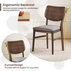 Costway Dining Chairs Set of 2 w/ Rubber Wood Frame Padded Seat Curved Back Living Room
