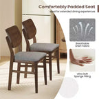 Costway Dining Chairs Set of 2 w/ Rubber Wood Frame Padded Seat Curved Back Living Room