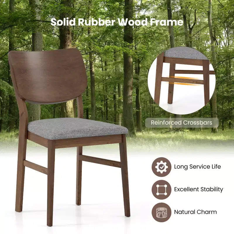 Costway Dining Chairs Set of 2 w/ Rubber Wood Frame Padded Seat Curved Back Living Room