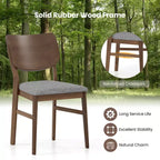 Costway Dining Chairs Set of 2 w/ Rubber Wood Frame Padded Seat Curved Back Living Room