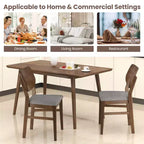 Costway Dining Chairs Set of 2 w/ Rubber Wood Frame Padded Seat Curved Back Living Room