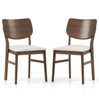 Costway Dining Chairs Set of 2 w/ Rubber Wood Frame Padded Seat Curved Back Living Room