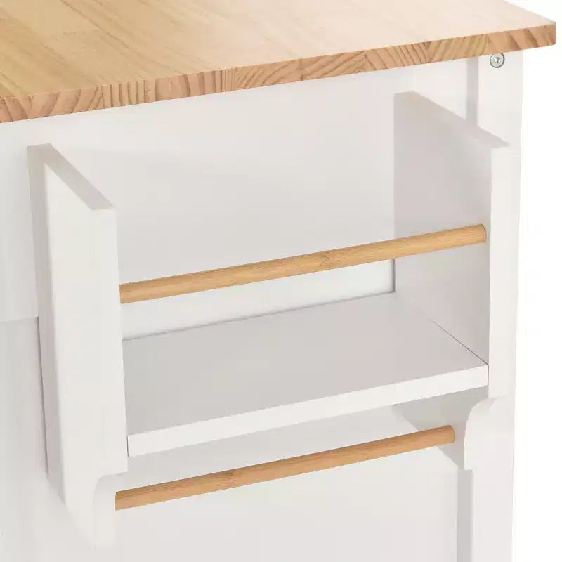 Dessert de cuisine roulant sur roulettes avec plateau en bois massif et roulettes verrouillables, 137,9 cm de large, meuble à 4 portes et deux tiroirs, porte-épices