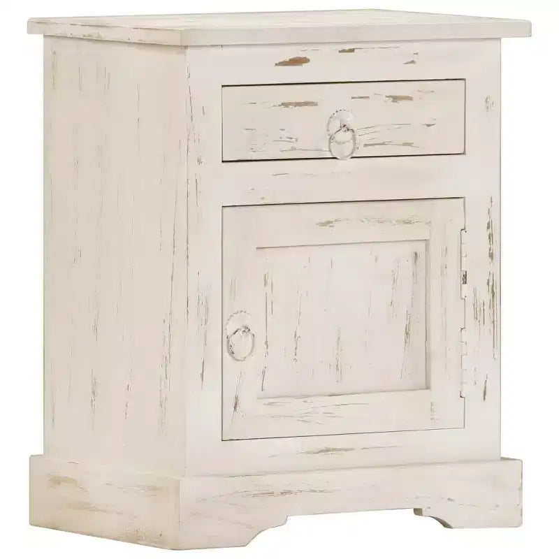 vidaXL Table de chevet blanc 40x30x50 cm Bois de manguier massif