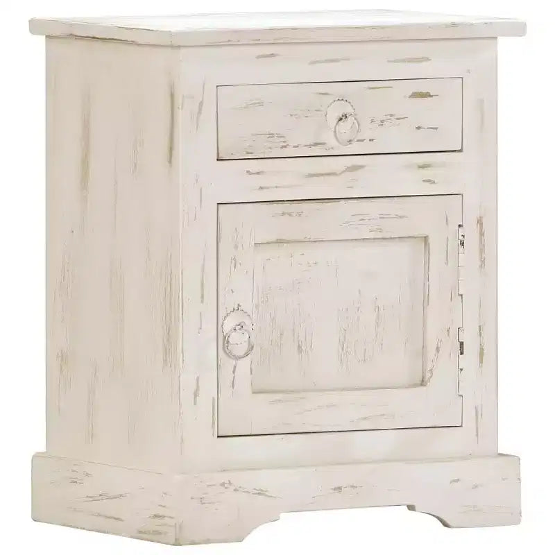 vidaXL Table de chevet blanc 40x30x50 cm Bois de manguier massif