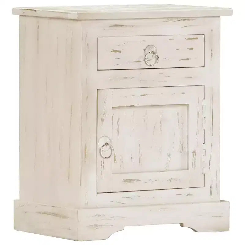 vidaXL Table de chevet blanc 40x30x50 cm Bois de manguier massif