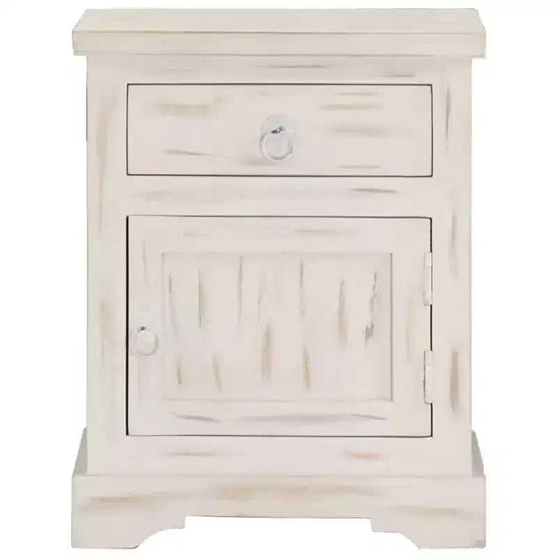 vidaXL Table de chevet blanc 40x30x50 cm Bois de manguier massif