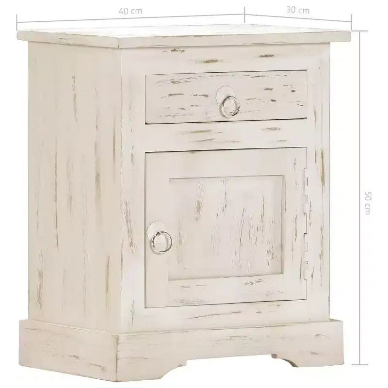 vidaXL Table de chevet blanc 40x30x50 cm Bois de manguier massif