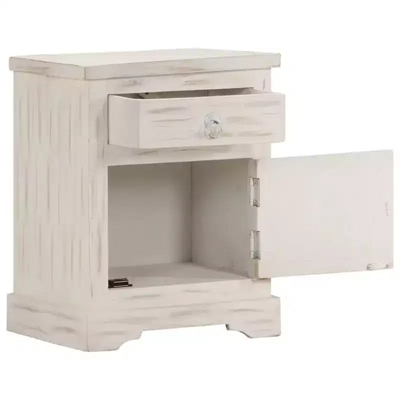vidaXL Table de chevet blanc 40x30x50 cm Bois de manguier massif