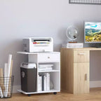 Mobile Printer Stand, Rolling File Cabinet Cart with Wheels, Adjustable Shelf, Drawer and CPU Stand