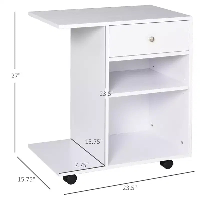 Mobile Printer Stand, Rolling File Cabinet Cart with Wheels, Adjustable Shelf, Drawer and CPU Stand