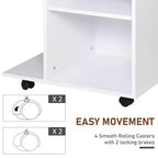 Mobile Printer Stand, Rolling File Cabinet Cart with Wheels, Adjustable Shelf, Drawer and CPU Stand