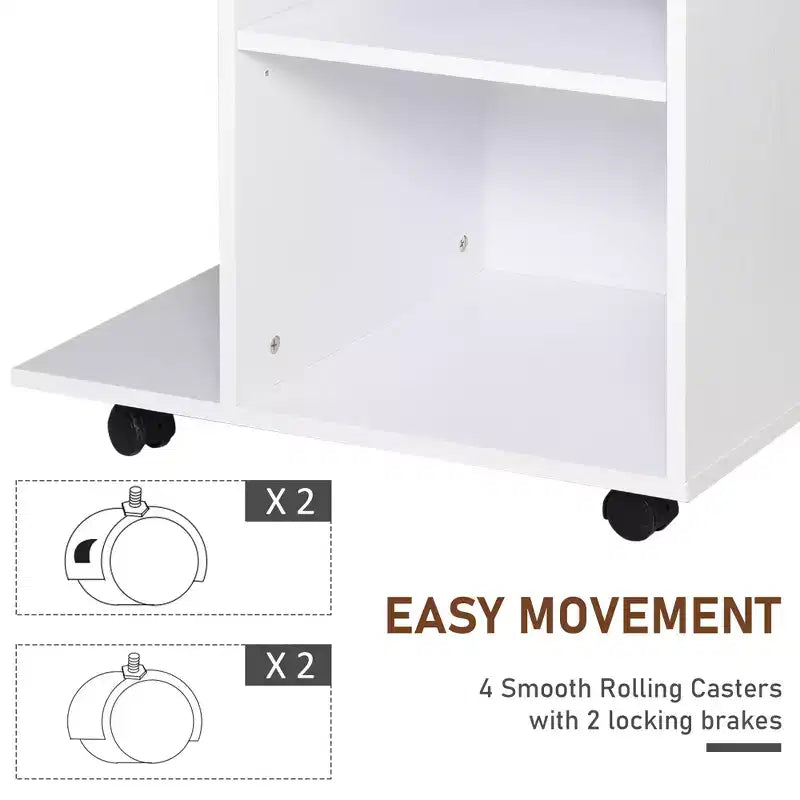 Mobile Printer Stand, Rolling File Cabinet Cart with Wheels, Adjustable Shelf, Drawer and CPU Stand