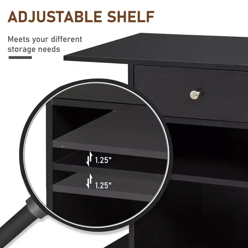Mobile Printer Stand, Rolling File Cabinet Cart with Wheels, Adjustable Shelf, Drawer and CPU Stand