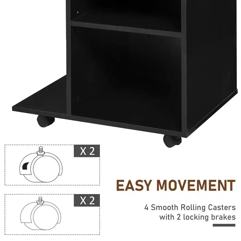 Mobile Printer Stand, Rolling File Cabinet Cart with Wheels, Adjustable Shelf, Drawer and CPU Stand