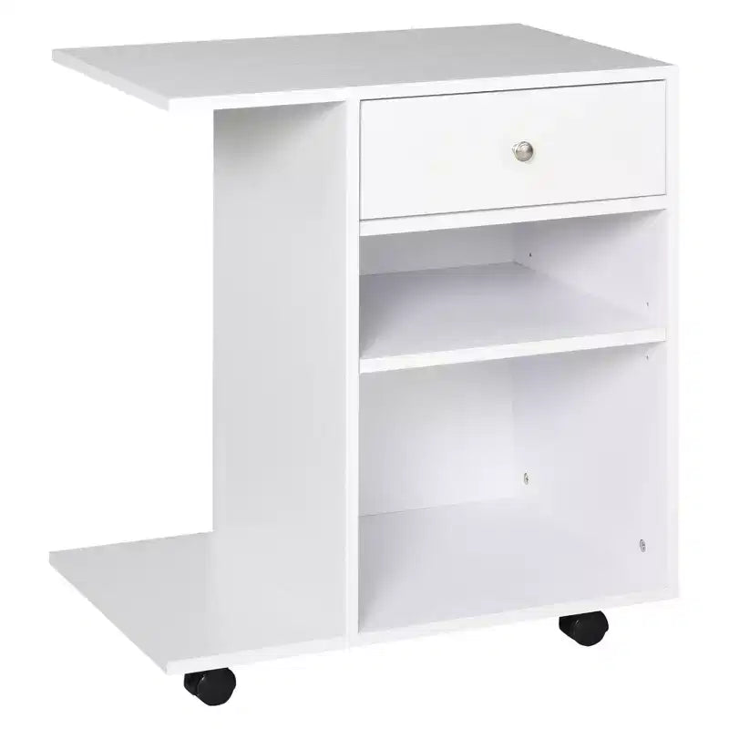 Mobile Printer Stand, Rolling File Cabinet Cart with Wheels, Adjustable Shelf, Drawer and CPU Stand