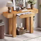 47 Console Table with Storage Drawers, Wood Veneer Behind the Couch Table, Narrow Entryway Table for Living Room or Home Office-Panipeachy