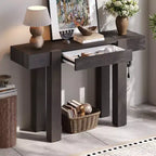 47 Console Table with Storage Drawers, Wood Veneer Behind the Couch Table, Narrow Entryway Table for Living Room or Home Office-Panipeachy