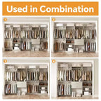 Besiost Freestanding Closet System with 8 Hannging Rods and Drawers, Hanging Closet Organizer with 10 Shelves